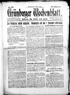 Gr&uuml;nberger Wochenblatt: Zeitung f&uuml;r Stadt und Land, No. 217. (22. Oktober 1924)