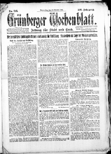 Gr&uuml;nberger Wochenblatt: Zeitung f&uuml;r Stadt und Land, No. 218. (23. Oktober 1924)