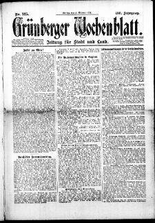 Gr&uuml;nberger Wochenblatt: Zeitung f&uuml;r Stadt und Land, No. 225. (31. Oktober 1924)