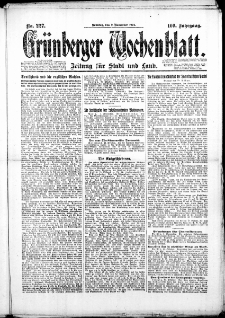 Gr&uuml;nberger Wochenblatt: Zeitung f&uuml;r Stadt und Land, No. 227. (2. November 1924)