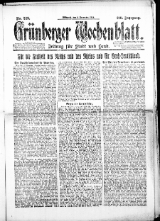 Gr&uuml;nberger Wochenblatt: Zeitung f&uuml;r Stadt und Land, No. 229. (5. November 1924)