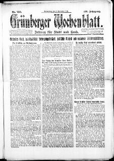 Gr&uuml;nberger Wochenblatt: Zeitung f&uuml;r Stadt und Land, No. 230. (6. November 1924)
