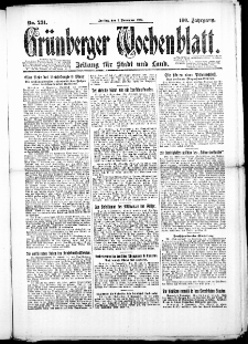 Gr&uuml;nberger Wochenblatt: Zeitung f&uuml;r Stadt und Land, No. 231. (7. November 1924)