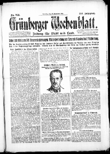 Gr&uuml;nberger Wochenblatt: Zeitung f&uuml;r Stadt und Land, No. 233. (9. November 1924)