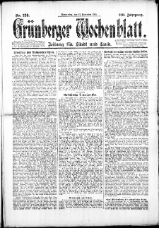 Gr&uuml;nberger Wochenblatt: Zeitung f&uuml;r Stadt und Land, No. 236. (13. November 1924)