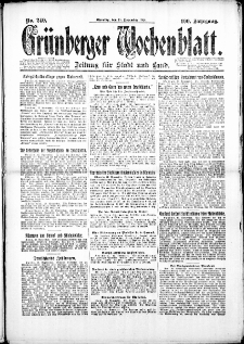 Gr&uuml;nberger Wochenblatt: Zeitung f&uuml;r Stadt und Land, No. 240. (18. November 1924)