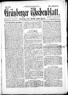 Gr&uuml;nberger Wochenblatt: Zeitung f&uuml;r Stadt und Land, No. 241. (19. November 1924)