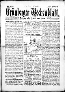 Gr&uuml;nberger Wochenblatt: Zeitung f&uuml;r Stadt und Land, No. 242. (21. November 1924)