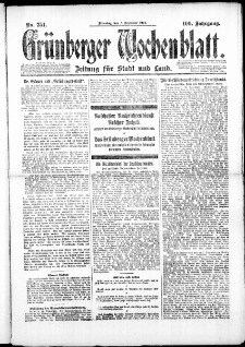 Gr&uuml;nberger Wochenblatt: Zeitung f&uuml;r Stadt und Land, No. 251. (2. Dezember 1924)