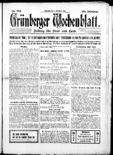 Gr&uuml;nberger Wochenblatt: Zeitung f&uuml;r Stadt und Land, No. 256. (7. Dezember 1924)