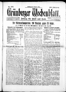 Gr&uuml;nberger Wochenblatt: Zeitung f&uuml;r Stadt und Land, No. 257. (9. Dezember 1924)