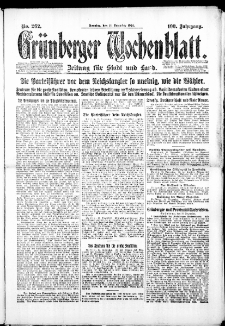 Gr&uuml;nberger Wochenblatt: Zeitung f&uuml;r Stadt und Land, No. 262. (14. Dezember 1924)
