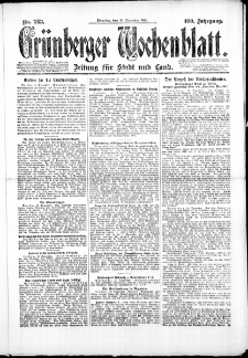 Gr&uuml;nberger Wochenblatt: Zeitung f&uuml;r Stadt und Land, No. 263. (16. Dezember 1924)