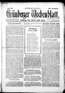 Gr&uuml;nberger Wochenblatt: Zeitung f&uuml;r Stadt und Land, No. 271. (25. Dezember 1924)