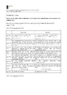 Erratum to R. Goraj: Impact of the pulse width modulation on the temperature distribution in the armature of a solenoid valve (DOI: 10.1515/ijame-2015-0050)