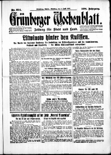 Grünberger Wochenblatt: Zeitung für Stadt und Land, No. 154. (4. Juli 1933)
