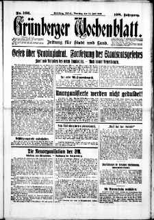 Gr&uuml;nberger Wochenblatt: Zeitung f&uuml;r Stadt und Land, No. 166. (18. Juli 1933)