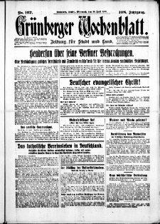 Grünberger Wochenblatt: Zeitung für Stadt und Land, No. 167. (19. Juli 1933)
