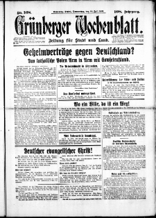 Gr&uuml;nberger Wochenblatt: Zeitung f&uuml;r Stadt und Land, No. 168. (20. Juli 1933)