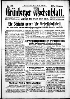 Grünberger Wochenblatt: Zeitung für Stadt und Land, No. 169. (21. Juli 1933)