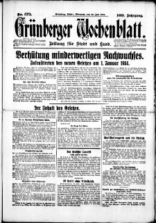 Grünberger Wochenblatt: Zeitung für Stadt und Land, No. 173. (24. Juli 1933)