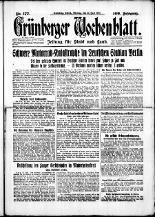 Grünberger Wochenblatt: Zeitung für Stadt und Land, No. 177. (31. Juli 1933)