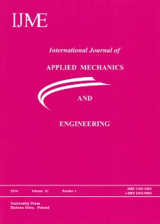 International Journal of Applied Mechanics and Engineering (IJAME), volume 21, number 1 (2016) - spis treści