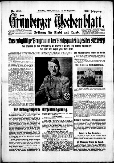 Grünberger Wochenblatt: Zeitung für Stadt und Land, No. 203. (30. August 1933)