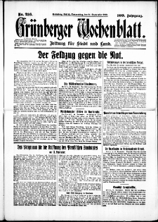 Gr&uuml;nberger Wochenblatt: Zeitung f&uuml;r Stadt und Land, No. 216. (14. September 1933)