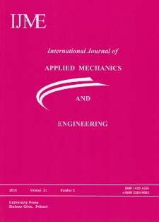 International Journal of Applied Mechanics and Engineering (IJAME), volume 21, number 2 (2016) - Contents