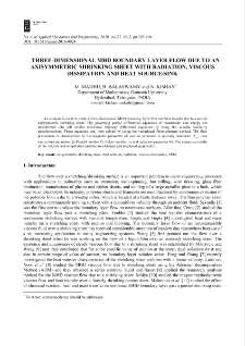 Three-dimensional MHD boundary layer flow due to an axisymmetric shrinking sheet with radiation, viscous dissipation and heat source/sink