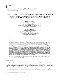 Unsteady two-layered fluid flow of conducting fluids in a channel between parallel porous plates under transverse magnetic field in a rotating system