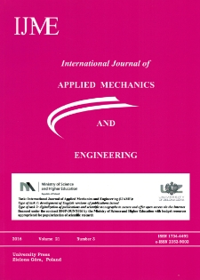 International Journal of Applied Mechanics and Engineering (IJAME), volume 21, number 3 (2016) - spis treści