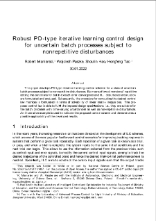 Robust PD-type iterative learning control design for uncertain batch processes subject to nonrepetitive disturbances