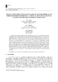 Oscillatory MHD convective flow of second order fluid through porous medium in a vertical rotating channel in slip-flow regime with heat radiation