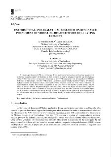 Experimental and analytical research on resonance phenomena of vibrating head with MRE regulating element