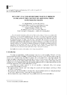 Dynamic analysis of historic railway bridges in Poland in the context of adjusting them to PENDOLINO trains