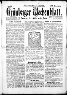 Grünberger Wochenblatt: Zeitung für Stadt und Land, No. 3. (4. Januar 1928)