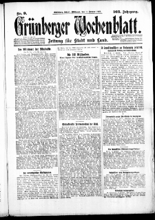 Grünberger Wochenblatt: Zeitung für Stadt und Land, No. 9. (11. Januar 1928)