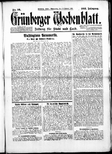 Gr&uuml;nberger Wochenblatt: Zeitung f&uuml;r Stadt und Land, No. 16. (19. Januar 1928)