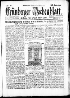 Grünberger Wochenblatt: Zeitung für Stadt und Land, No. 18. (21. Januar 1928)