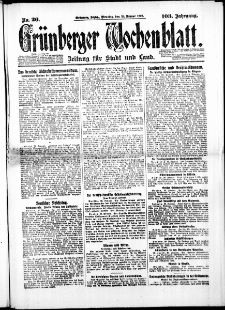 Gr&uuml;nberger Wochenblatt: Zeitung f&uuml;r Stadt und Land, No. 26. (31. Januar 1928)