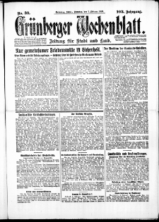 Grünberger Wochenblatt: Zeitung für Stadt und Land, No. 32. (7. Februar 1928)