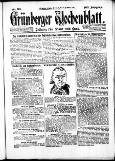Grünberger Wochenblatt: Zeitung für Stadt und Land, No. 33. (8. Februar 1928)