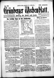 Gr&uuml;nberger Wochenblatt: Zeitung f&uuml;r Stadt und Land, No. 60. (10. M&auml;rz 1928)