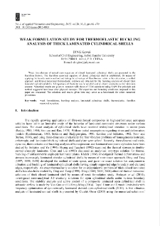 Weak formulation study for thermoelastic buckling analysis of thick laminated cylindrical shells