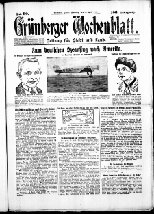 Gr&uuml;nberger Wochenblatt: Zeitung f&uuml;r Stadt und Land, No. 90. (17. April 1928)