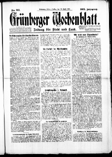 Grünberger Wochenblatt: Zeitung für Stadt und Land, No. 93. (20. April 1928)