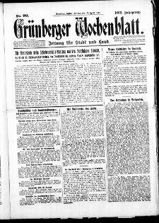 Grünberger Wochenblatt: Zeitung für Stadt und Land, No. 99. (27. April 1928)