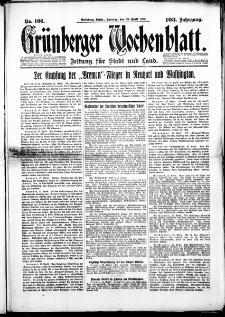 Gr&uuml;nberger Wochenblatt: Zeitung f&uuml;r Stadt und Land, No. 101. (29. April 1928)